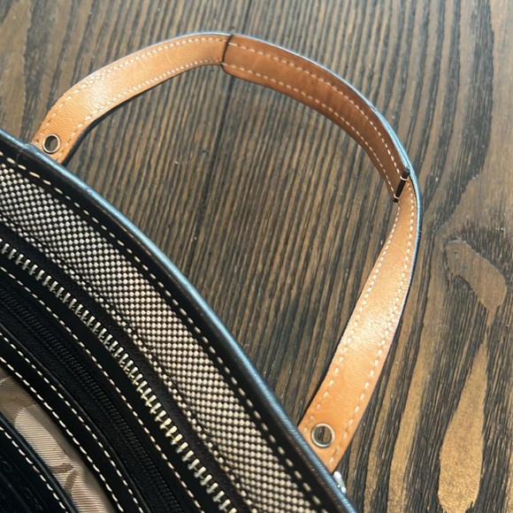 Coach Vintage Black & White Tweed Top Handle Satchel Tote Handbag #9557 - Picture 14 of 15